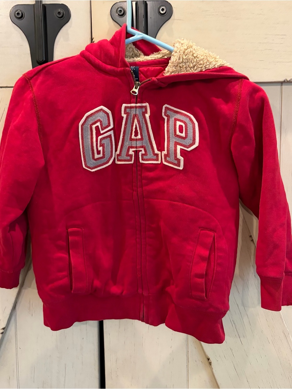 GAP Red Zip-Up Hooded Sweatshirt Size 6-7